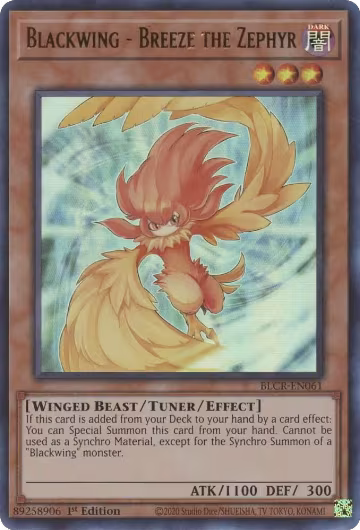 Blackwing - Breeze the Zephyr (BLCR-EN061), Battles of Legend: Crystal Revenge — Yu-Gi-Oh! card price