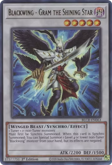 Blackwing - Gram the Shining Star (BLCR-EN063), Battles of Legend: Crystal Revenge — Yu-Gi-Oh! card price