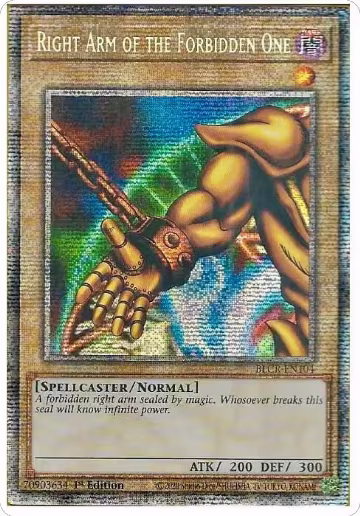 Right Arm of the Forbidden One (Starlight Rare) (BLCR-EN104), Battles of Legend: Crystal Revenge — Yu-Gi-Oh! card price