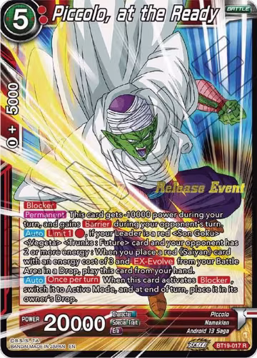 Piccolo, at the Ready (Fighter's Ambition Holiday Pack) (BT19-017), Tournament Promotion Cards — DB Super card price