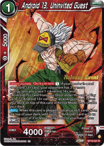 Android 13, Uninvited Guest (Fighter's Ambition Holiday Pack) (BT19-021), Tournament Promotion Cards — DB Super card price