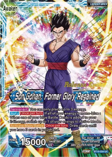 Son Gohan // Son Gohan, Former Glory Regained (Fighter's Ambition Holiday Pack) (BT19-034), Tournament Promotion Cards — DB Super card price