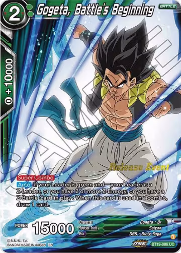 Gogeta, Battle's Beginning (Fighter's Ambition Holiday Pack) (BT19-086), Tournament Promotion Cards — DB Super card price