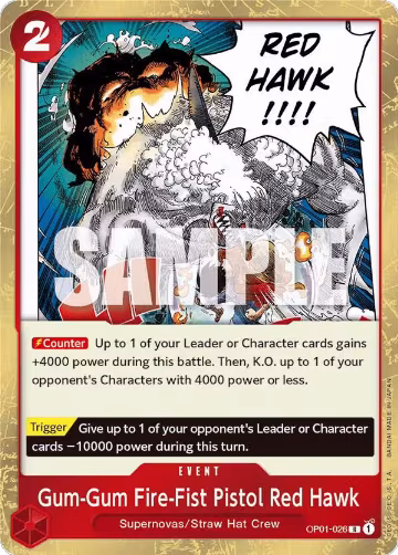 Gum-Gum Fire-Fist Pistol Red Hawk (OP01-026), Romance Dawn — One Piece card price