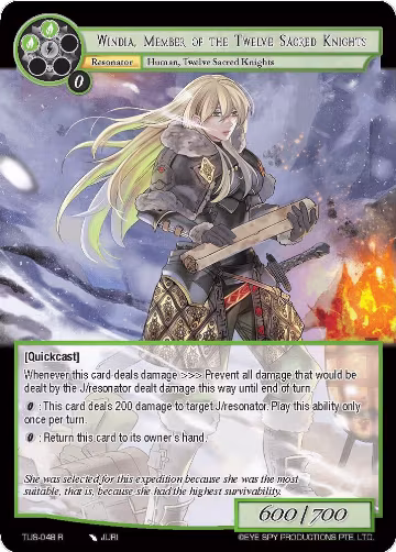 Windia, Member of the Twelve Sacred Knights (TUS-048 R), The Underworld of Secrets — Force of Will card price