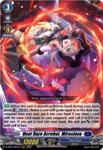 Heat Haze Acrobat, Miroslava (D-BT07/004EN), D-BT07: Raging Flames Against Emerald Storm — Vanguard card price