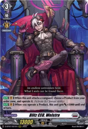 Blitz CEO, Welstra (D-BT07/007EN), D-BT07: Raging Flames Against Emerald Storm — Vanguard card price