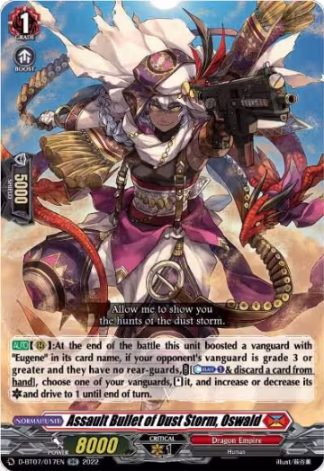 Assault Bullet of Dust Storm, Oswald (D-BT07/017EN), D-BT07: Raging Flames Against Emerald Storm — Vanguard card price