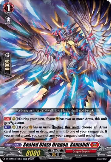 Sealed Blaze Dragon, Samahdi (D-BT07/018EN), D-BT07: Raging Flames Against Emerald Storm — Vanguard card price