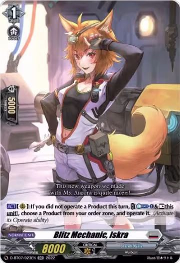 Blitz Mechanic, Iskra (D-BT07/023EN), D-BT07: Raging Flames Against Emerald Storm — Vanguard card price