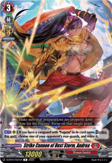 Strike Cannon of Dust Storm, Andrea (D-BT07/031EN), D-BT07: Raging Flames Against Emerald Storm — Vanguard card price
