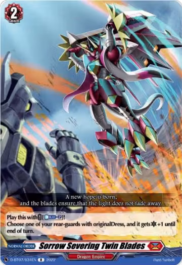 Sorrow Severing Twin Blades (D-BT07/034EN), D-BT07: Raging Flames Against Emerald Storm — Vanguard card price