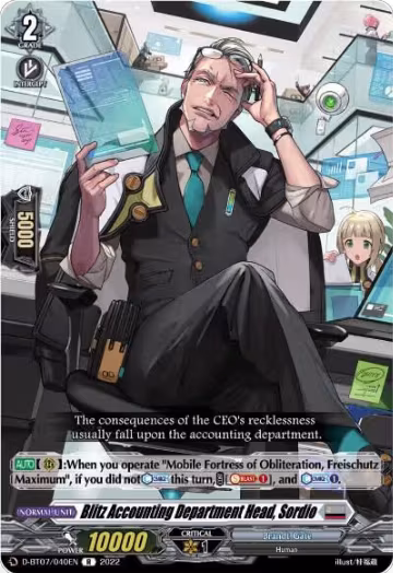 Blitz Accounting Department Head, Sordio (D-BT07/040EN), D-BT07: Raging Flames Against Emerald Storm — Vanguard card price