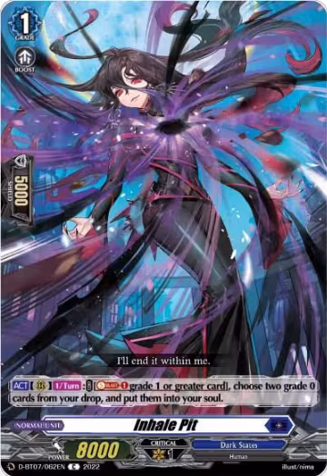 Inhale Pit (D-BT07/062EN), D-BT07: Raging Flames Against Emerald Storm — Vanguard card price
