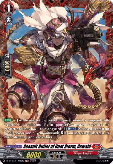 Assault Bullet of Dust Storm, Oswald (FR) (D-BT07/FR02EN), D-BT07: Raging Flames Against Emerald Storm — Vanguard card price