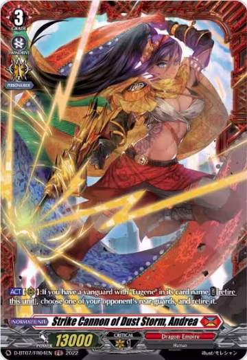 Strike Cannon of Dust Storm, Andrea (FR) (D-BT07/FR04EN), D-BT07: Raging Flames Against Emerald Storm — Vanguard card price