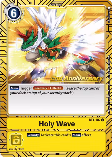 Holy Wave (2nd Anniversary Card Set) (BT1-107 C), Release Special Booster 1.0 — Digimon card price