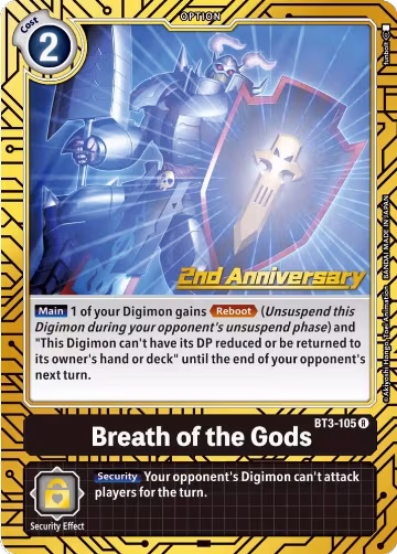 Breath of the Gods (2nd Anniversary Card Set) (BT3-105 R), Release Special Booster 1.0 — Digimon card price