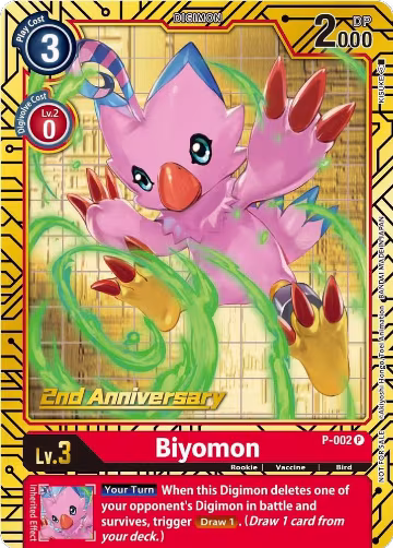 Biyomon - P-002 (2nd Anniversary Card Set) (P-002 P), Digimon Promotion Cards — Digimon card price