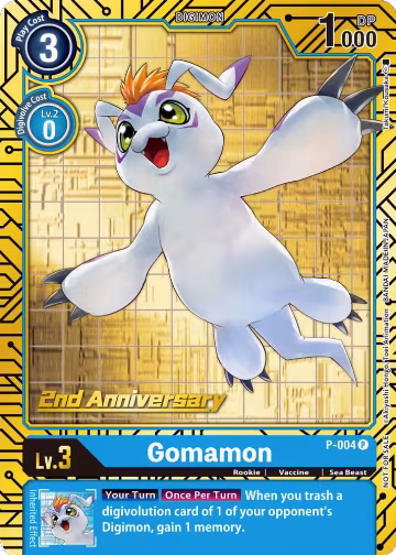 Gomamon - P-004 (2nd Anniversary Card Set) (P-004 P), Digimon Promotion Cards — Digimon card price