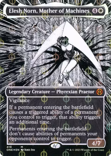 Elesh Norn, Mother of Machines (Borderless) (Step-and-Compleat Foil) (419), Phyrexia: All Will Be One — Magic card price