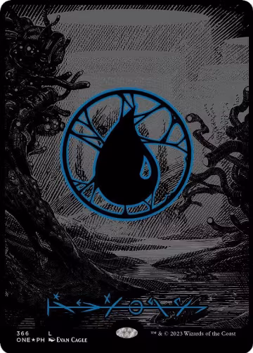 Island (Phyrexian) - Full Art (Oil Slick Raised Foil) (366), Phyrexia: All Will Be One — Magic card price