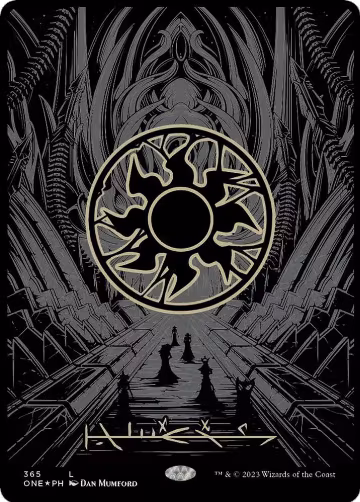 Plains (Phyrexian) - Full Art (Oil Slick Raised Foil) (365), Phyrexia: All Will Be One — Magic card price