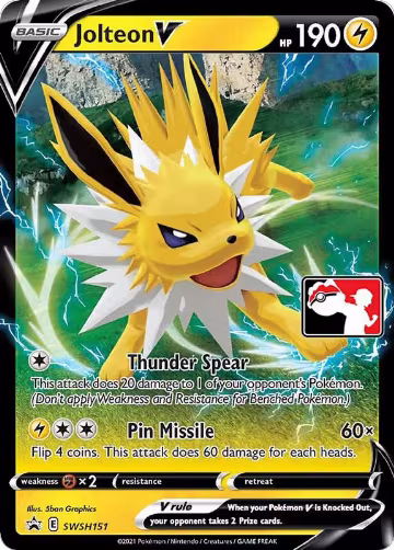 Jolteon V - SWSH151 (SWSH151), Prize Pack Series Cards — Pokémon card price