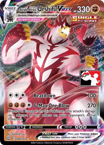 Single Strike Urshifu VMAX - 086/163 (086/163), Prize Pack Series Cards — Pokémon card price