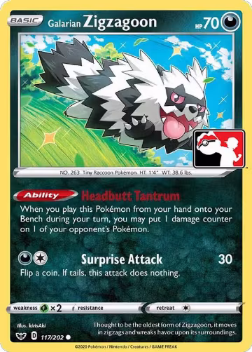 Galarian Zigzagoon - 117/202 (117/202), Prize Pack Series Cards — Pokémon card price