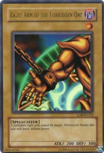 Right Arm of the Forbidden One (LOB-EN122), Legend of Blue Eyes White Dragon (Worldwide English) — Yu-Gi-Oh! card price