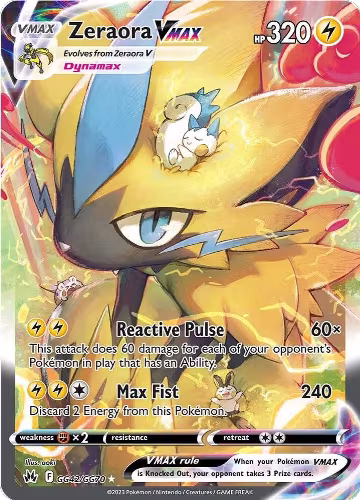 Zeraora VMAX (GG42/GG70), Crown Zenith: Galarian Gallery — Pokémon card price