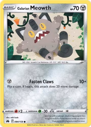 Galarian Meowth (084/159), Crown Zenith — Pokémon card price