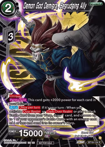Demon God Demigra, Begrudging Ally (Championship 2022 Zenkai Selection Pack) (BT18-124), Promotion Cards — DB Super card price