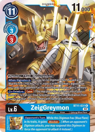 ZeigGreymon (BT11-031 R), Dimensional Phase — Digimon card price