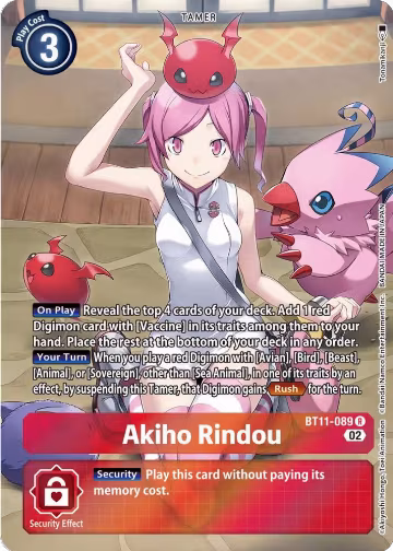 Akiho Rindou (Alternate Art) (BT11-089 R), Dimensional Phase — Digimon card price