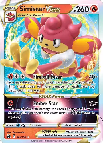 Simisear VSTAR (023/159), Crown Zenith — Pokémon card price