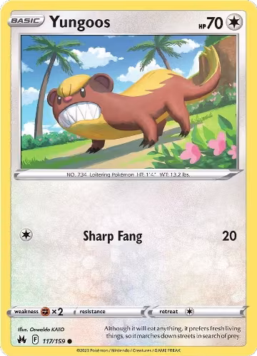 Yungoos (117/159), Crown Zenith — Pokémon card price