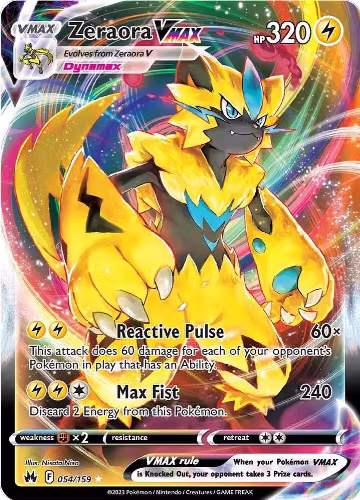Zeraora VMAX (054/159), Crown Zenith — Pokémon card price