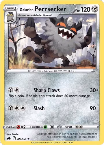 Galarian Perrserker (085/159), Crown Zenith — Pokémon card price