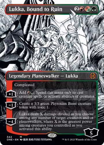 Lukka, Bound to Ruin (Borderless) (342), Phyrexia: All Will Be One — Magic card price
