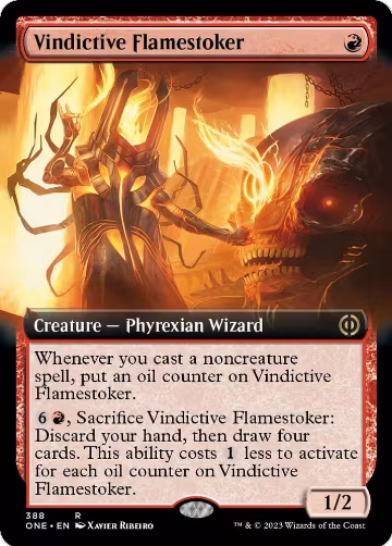 Vindictive Flamestoker (Extended Art) (388), Phyrexia: All Will Be One — Magic card price