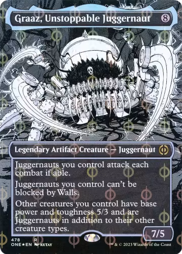 Graaz, Unstoppable Juggernaut (Borderless) (Step-and-Compleat Foil) (478), Phyrexia: All Will Be One — Magic card price