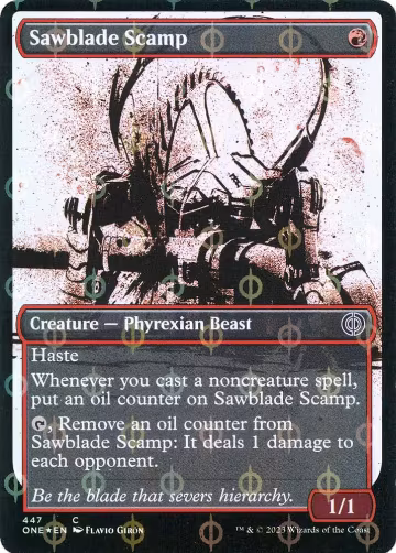 Sawblade Scamp (Showcase) (Step-and-Compleat Foil) (447), Phyrexia: All Will Be One — Magic card price