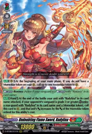 Undoubting Flame Sword, Radylina (D-BT08/011EN), D-BT08: Minerva Rising — Vanguard card price