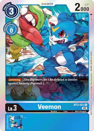 Veemon - BT3-021 (Official Tournament Pack Vol.8) (BT3-021 R), Release Special Booster 1.0 — Digimon card price