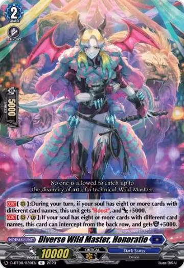 Diverse Wild Master, Honoratio (D-BT08/039EN), D-BT08: Minerva Rising — Vanguard card price