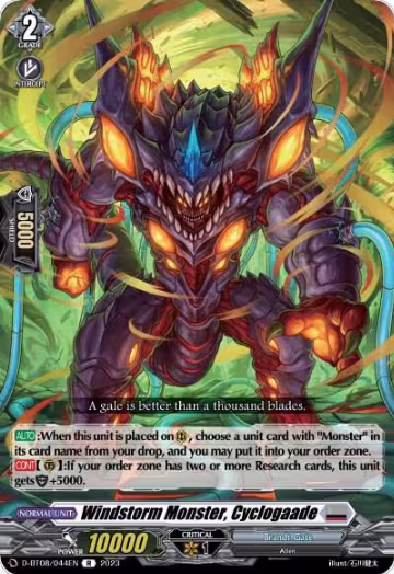 Windstorm Monster, Cyclogaade (D-BT08/044EN), D-BT08: Minerva Rising — Vanguard card price