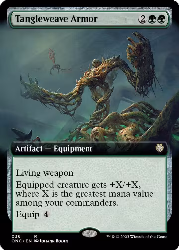 Tangleweave Armor (Extended Art) (36), Commander: Phyrexia: All Will Be One — Magic card price