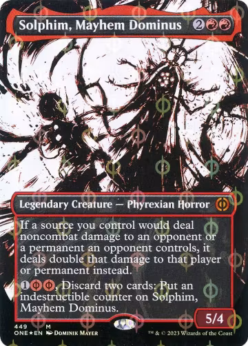 Solphim, Mayhem Dominus (Showcase) (Step-and-Compleat Foil) (449), Phyrexia: All Will Be One — Magic card price